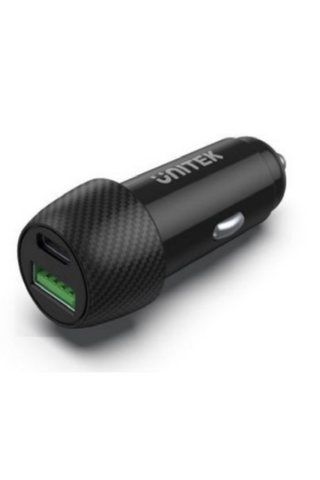 UNITEK | Powertrain Duo 38W 2 Ports Car Charger with PD and QC | P1400A