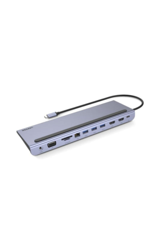 UNITEK | uHUB 11+ 11-in-1 USB-C Ethernet Hub with MST Triple Monitor (Dual HDMI+VGA), 100W PD, 3 USB, 1 Type C, Audio, Dual Card Reader | D1022B