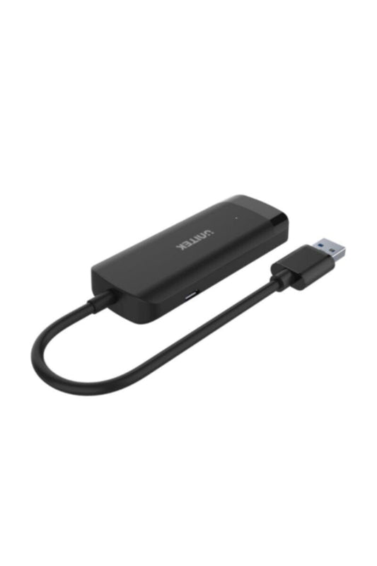 UNITEK | USB 3.0 3-Port Hub + Gigabit Ethernet Adapter, Black  With Power Port (Micro USB ) | H1111A