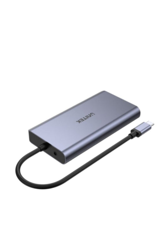 UNITEK | USB 3.1 Type-C Aluminium Multi-Port Hub with Power Delivery (2-Port USB3.0 + HDMI + VGA + SD + Audio + Gigabit Ethernet + USB-C PD/Data) | D1019A