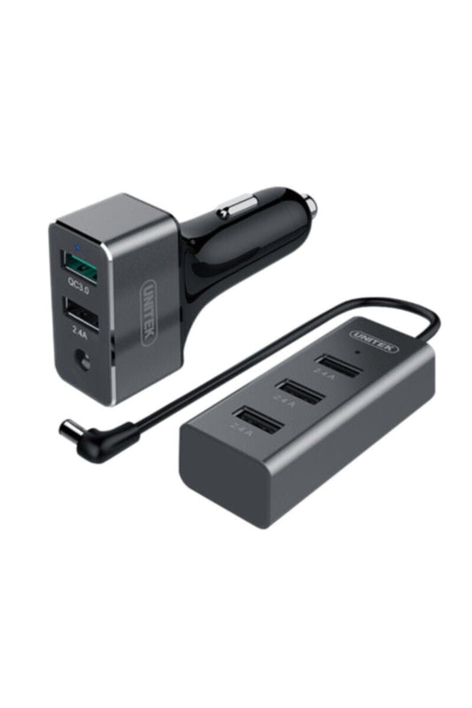 UNITEK | USB 60W 5 Port Car Charger (1 Port QC3.0 + 4 port 2.4A ) Black Y-P530A | Y-P530A