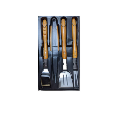 Set of 4 Acc | Tong 40 Cm, Spatula 44 Cm, Fork 44 Cm, Brush | DR-410433