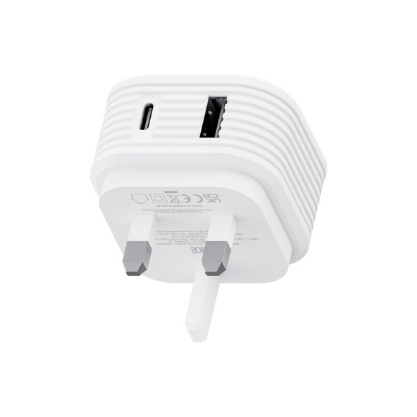 JUICE |  45W Dual Port Fast Charger Plug USB-C Power Delivery & USB-A Quick Charge White | MJUAS00000015