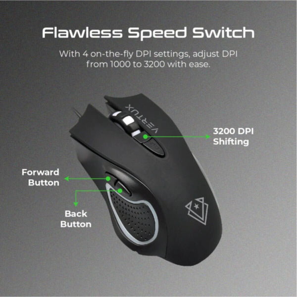 VERTUX | Ergonomic Backlit Wired Gaming Keyboard & Mouse With Programable Macro Keys Black | VENDETTA.E