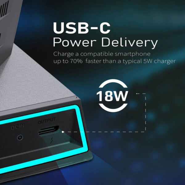 VERTUX | 15W High Speed Pro-Gaming Wireless Charging Station with 18W USB-C PD & QC3.0 | VERTUCHARGE-QI