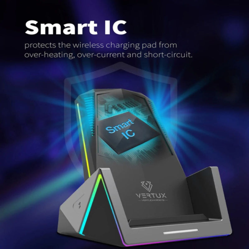 VERTUX | 15W High Speed Pro-Gaming Wireless Charging Station with 18W USB-C PD & QC3.0 | VERTUCHARGE-QI