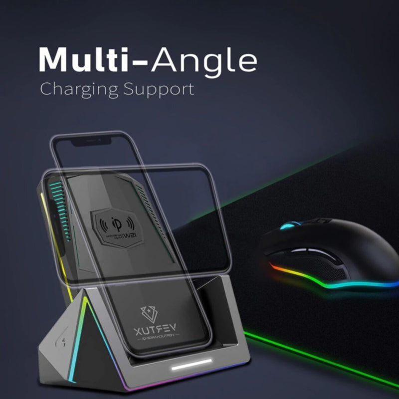 VERTUX | 15W High Speed Pro-Gaming Wireless Charging Station with 18W USB-C PD & QC3.0 | VERTUCHARGE-QI