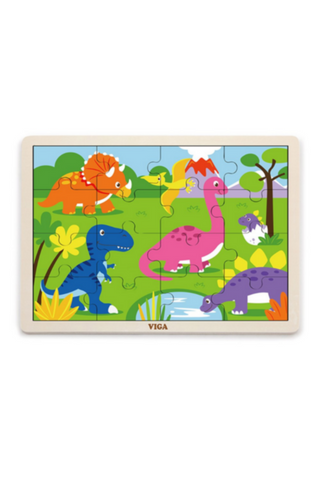 VIGA | Wooden 16-Piece Puzzle - Dinosaur | 51452