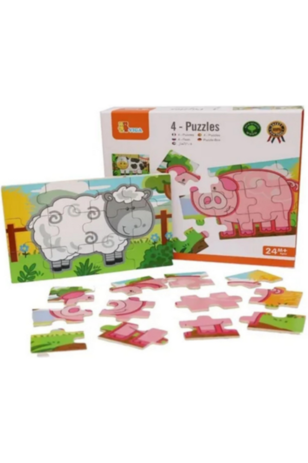 VIGA | 4 - Farm Puzzle Box For Kids Ages 2+ Years | 50069
