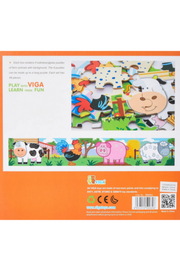 VIGA | 4 - Farm Puzzle Box For Kids Ages 2+ Years | 50069
