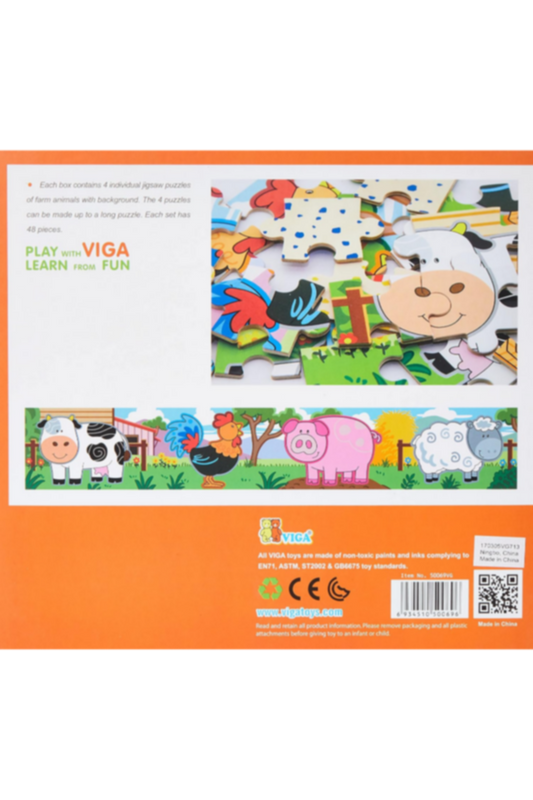 VIGA | 4 - Farm Puzzle Box For Kids Ages 2+ Years | 50069
