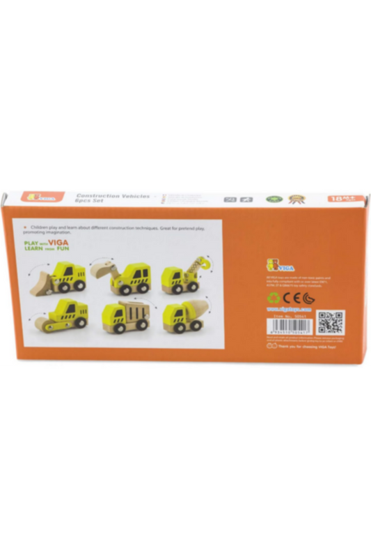 VIGA | 6 Wooden Construction Vehicles Set | 50541