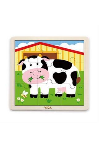 VIGA | Wooden 9 Piece Puzzle  - Cow | 51438