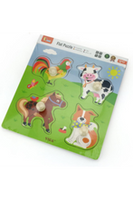 VIGA | Big Wooden Knob Puzzle Farm Animals | 50839