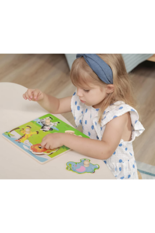 VIGA | Big Wooden Knob Puzzle Wild Animals | 50840