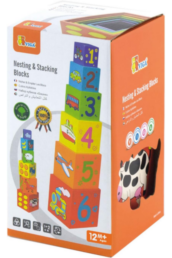 VIGA | Educational Nesting & Stacking Blocks Homeschool Learning Kit For Kids 1+ Year | 59461