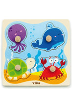 VIGA | Flat Puzzle W/Big Wooden Knob - Sea | 50132