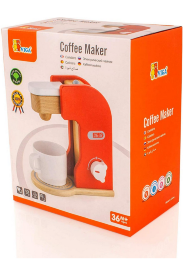 VIGA | Pretend Play Wooden Coffee Maker For Toddlers Ages 3+ Years | 50234FSC