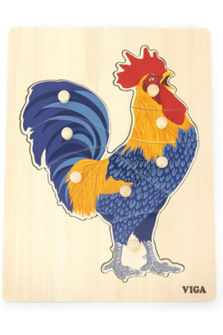 VIGA | Rooster Montessori Puzzle With Pins | 44610