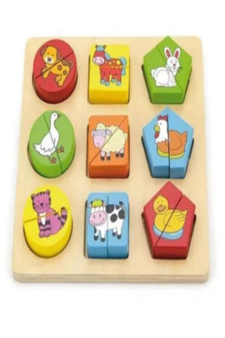 VIGA | Shape Block Puzzle - Farm Animals | 59585