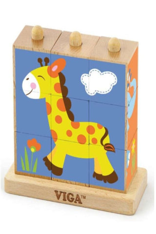 VIGA | Stacking Cube Puzzle - Wild Animals | 50834