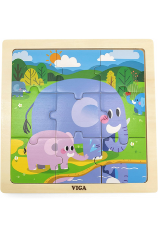 VIGA | Wooden 9 Piece Puzzle - Elephant | 44626