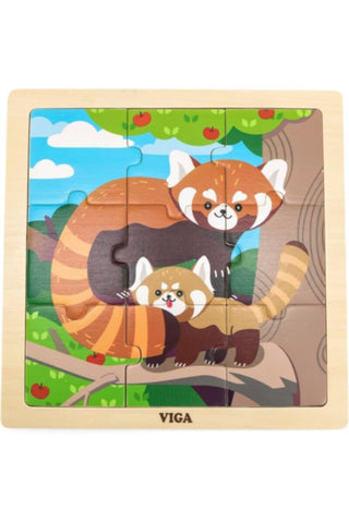VIGA | Wooden 9-Piece-Puzzle - Red Panda | 44625