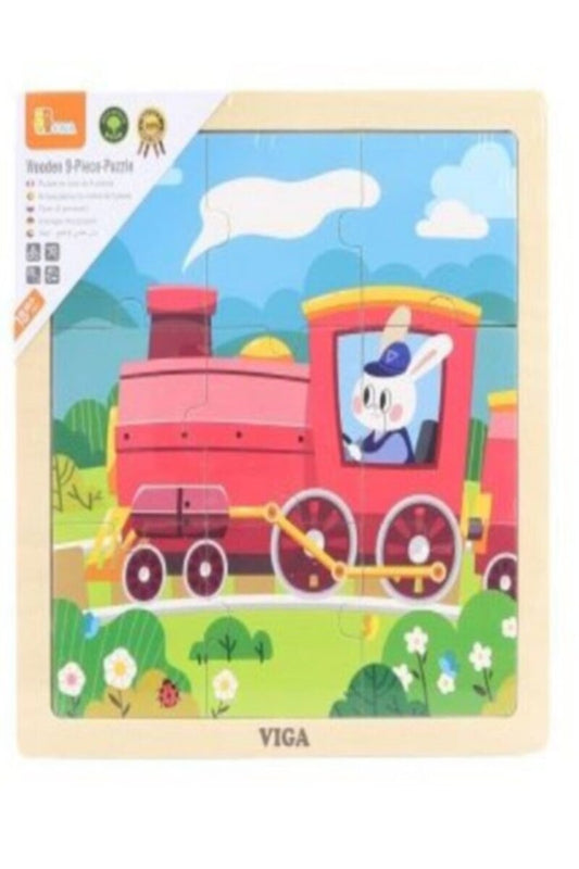 VIGA | Wooden 9-Piece-Puzzle - Train | 44631