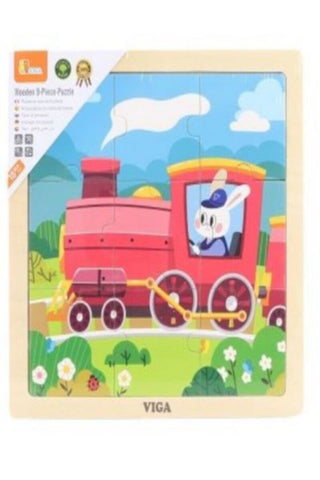 VIGA | Wooden 9-Piece-Puzzle - Train | 44631