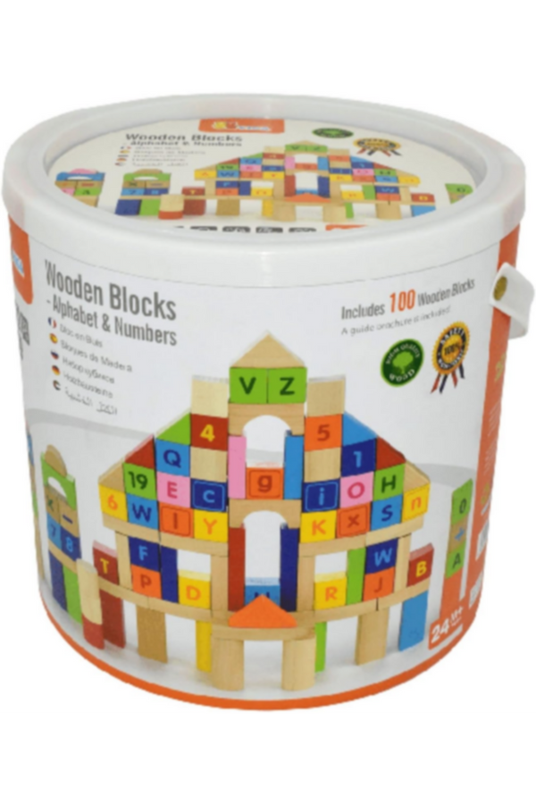 VIGA | Wooden Blocks 100 Pcs Alphabet & Numbers | 50288