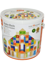 VIGA | Wooden Blocks 100 Pcs Alphabet & Numbers | 50288