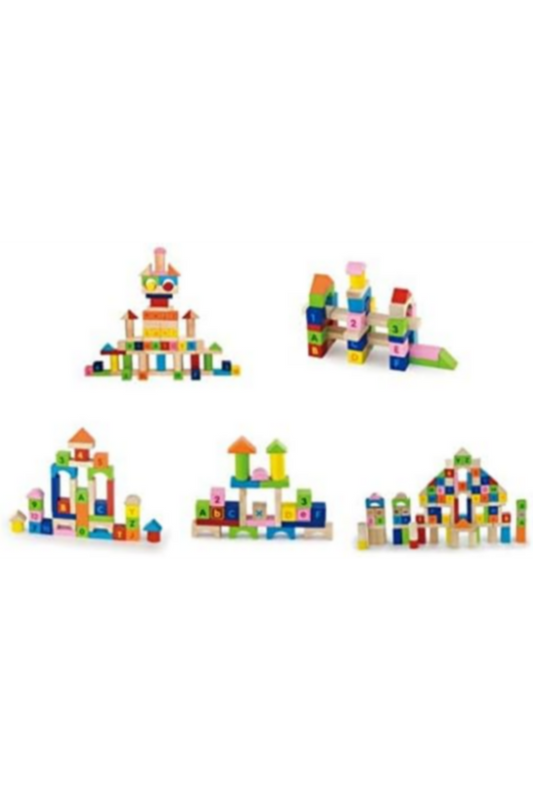 VIGA | Wooden Blocks 100 Pcs Alphabet & Numbers | 50288