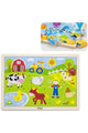 VIGA | Wooden Farm Animals Tray Jigsaw Puzzle For Kids Ages 2+ Years, 24 pcs | 50197