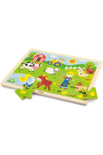 VIGA | Wooden Farm Animals Tray Jigsaw Puzzle For Kids Ages 2+ Years, 24 pcs | 50197