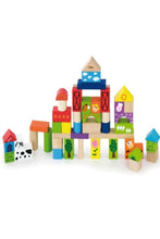 VIGA | Wooden Farm Building & Stacking Blocks Tub - 50 Piece | 50285