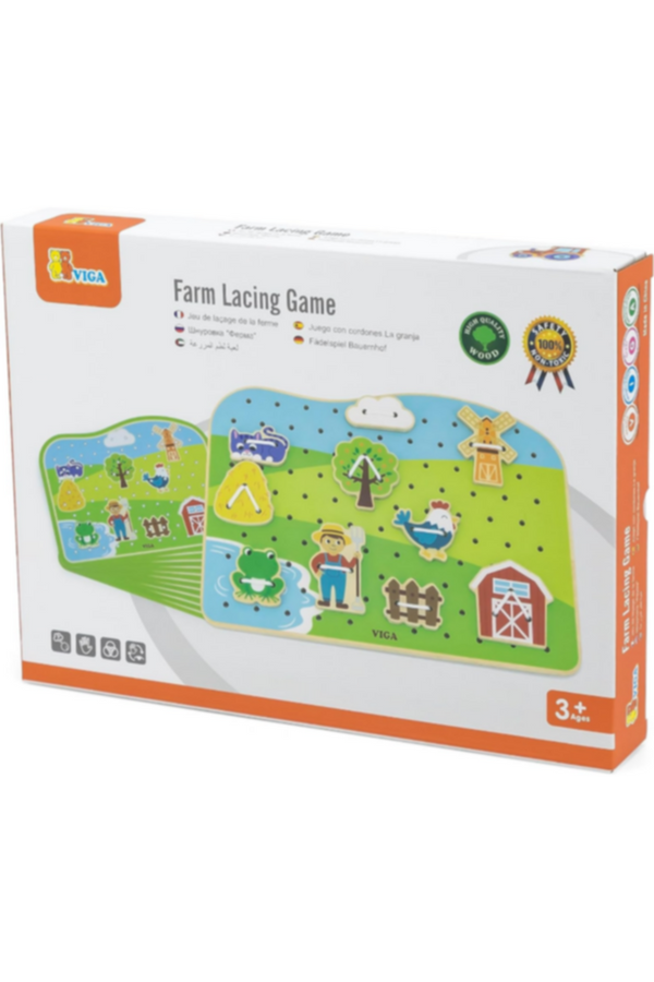 VIGA | Wooden Farm Lacing Game Set | 44637
