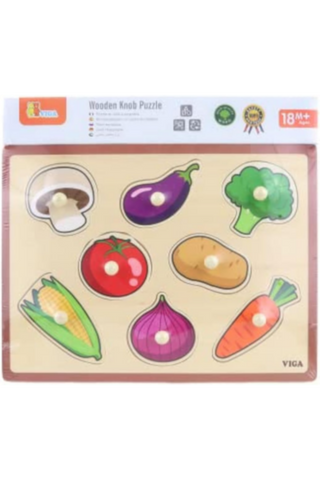 VIGA | Wooden Knob Puzzle - Vegetables | 44578