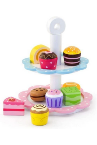 VIGA | Wooden Pretend Play Toy Teatime Dessert With Stand | 44544