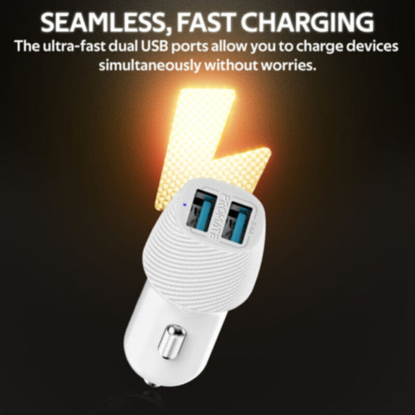 PROMATE | 3.4A Car Charger with Dual USB Ports White | VOLTRIP DUO.WHITE