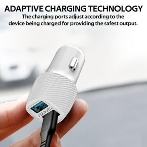 PROMATE | 3.4A Car Charger with Dual USB Ports White | VOLTRIP DUO.WHITE
