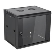 NETCON | 9U Single Section 600W*600D Wall Mount Cabinet, Front Glass & 1 Way Fan | NTSW9U60601FC1