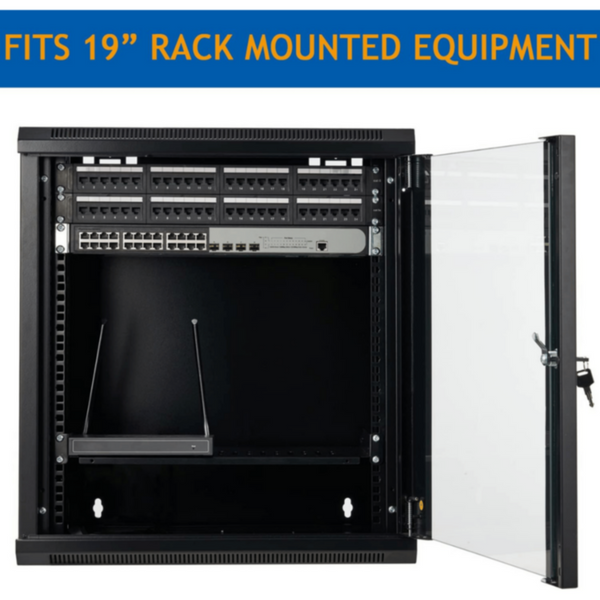 NETCON | 12U Single Section 600W*600D Wall Mount Cabinet, Front Glass & 1 Way Fan | NTSW12U60601FC1