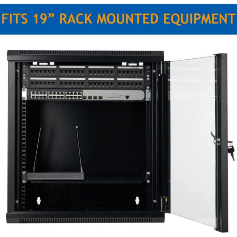 NETCON | 15U Single Section 600W*600D Wall Mount Cabinet, Front Glass & 1 Way Fan | NTSW15U60601FC1