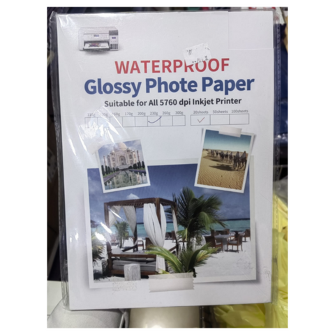 Waterproof Glossy Phote Paper 20-Sheets