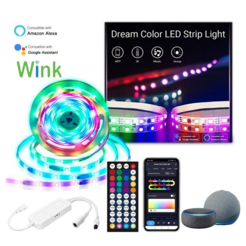 WINK | Wifi RGB Strip Rainbow Light Dream 5M 150Leds IP65 RGBIC Wifi Led Strip Light  | WDRGBIC5M