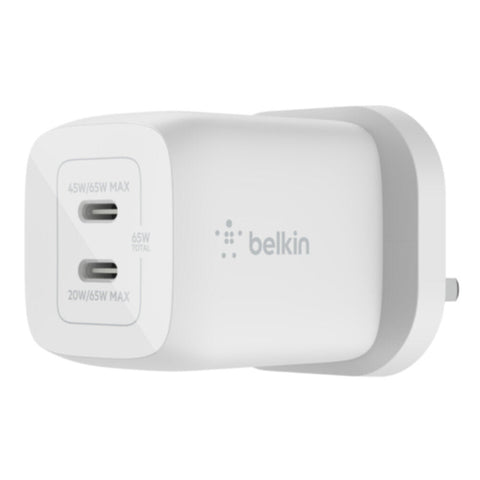 BELKIN | BOOSTâ†‘CHARGE PRO Dual USB-C GaN Wall Charger with PPS 65W White | WCH013myWH