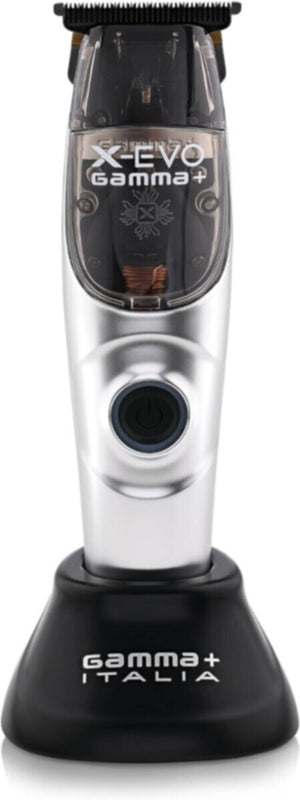GAMMA+ | X-Evo Trimmer Microchipped Magnetic Motor with Interchangeable Lids Matte Colors, 3 Guards, Charging Stand