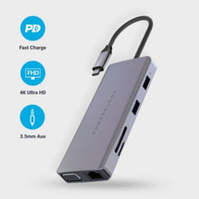 POWEROLOGY | 11 in 1 USB-C Hub Charge & Sync Aluminum body with Ethernet for Macbook Pro/Dell XPS 13 & 15 - Gray | P11CHBGY