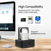 UNITEK | USB 3.0 to SATA III Dual Bay HDD/ SSD Docking Station with UASP & Offline Clone in Black | Y-3032