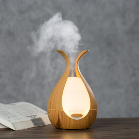 Light Walnut 200Ml Aroma Diffuser With 7 Led Lights And Uk Plug Adaptor For A Natural Touch | YD-033